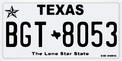 TX license plate BGT8053