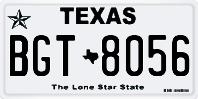 TX license plate BGT8056
