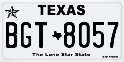 TX license plate BGT8057