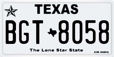 TX license plate BGT8058