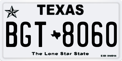 TX license plate BGT8060