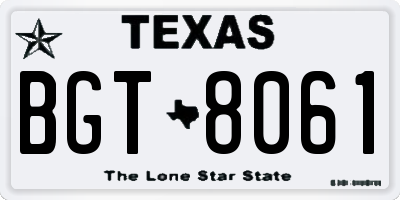 TX license plate BGT8061
