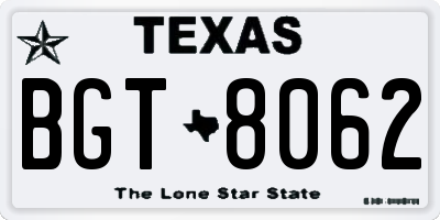 TX license plate BGT8062