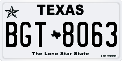 TX license plate BGT8063