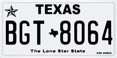 TX license plate BGT8064