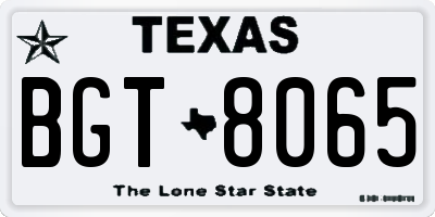 TX license plate BGT8065