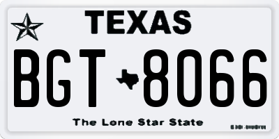 TX license plate BGT8066