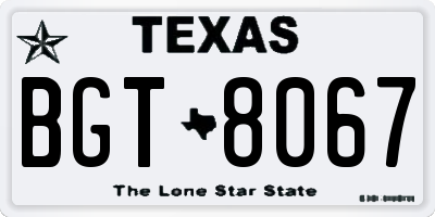 TX license plate BGT8067