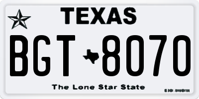 TX license plate BGT8070