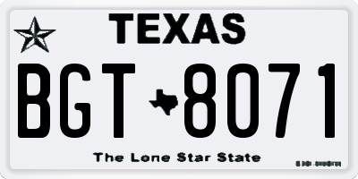 TX license plate BGT8071