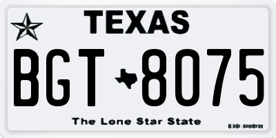 TX license plate BGT8075