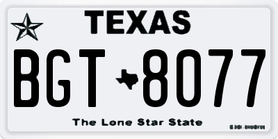 TX license plate BGT8077