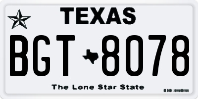 TX license plate BGT8078