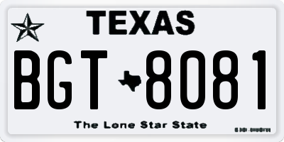 TX license plate BGT8081
