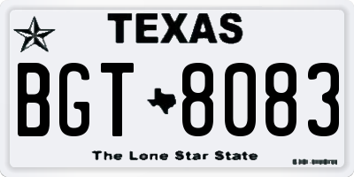 TX license plate BGT8083