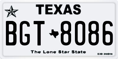 TX license plate BGT8086