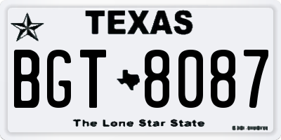 TX license plate BGT8087