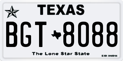 TX license plate BGT8088