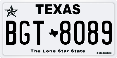 TX license plate BGT8089