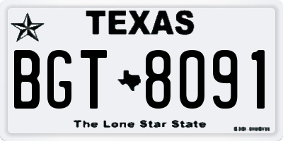 TX license plate BGT8091