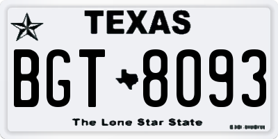 TX license plate BGT8093