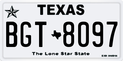 TX license plate BGT8097