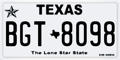 TX license plate BGT8098