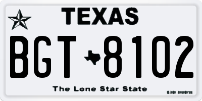 TX license plate BGT8102