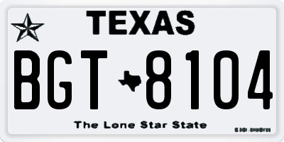 TX license plate BGT8104