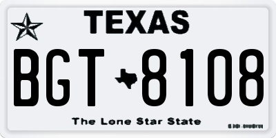 TX license plate BGT8108