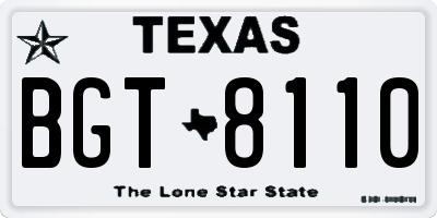TX license plate BGT8110