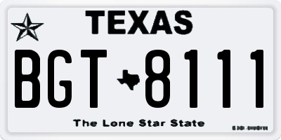 TX license plate BGT8111