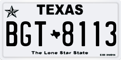TX license plate BGT8113