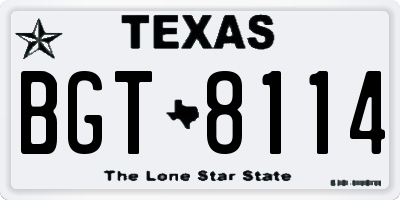 TX license plate BGT8114