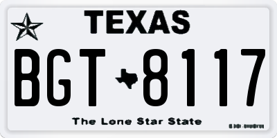 TX license plate BGT8117