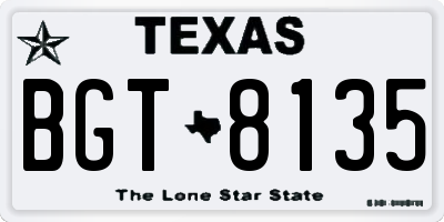 TX license plate BGT8135