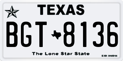 TX license plate BGT8136