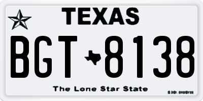 TX license plate BGT8138