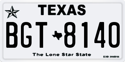 TX license plate BGT8140
