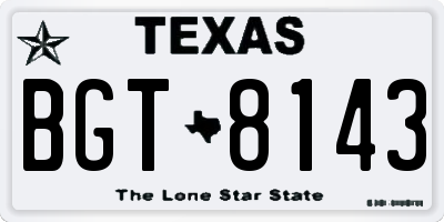 TX license plate BGT8143