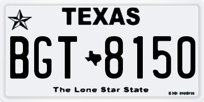 TX license plate BGT8150