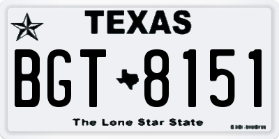TX license plate BGT8151