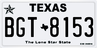 TX license plate BGT8153
