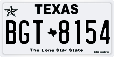 TX license plate BGT8154