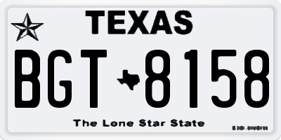 TX license plate BGT8158