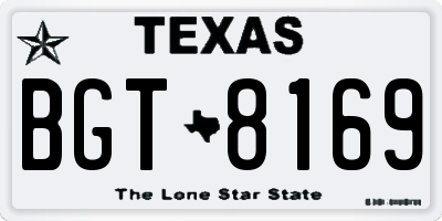 TX license plate BGT8169