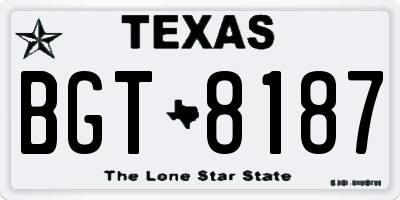 TX license plate BGT8187