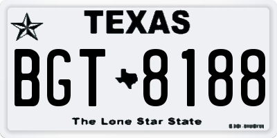 TX license plate BGT8188