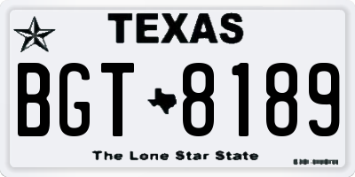TX license plate BGT8189