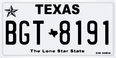 TX license plate BGT8191